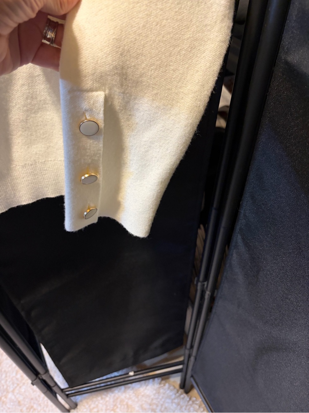 Elegant Cream Button-Cuff Knit Sweater